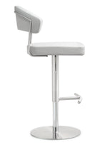 Cosmo White Vegan Leather/Metal Adjustable Bar Stool