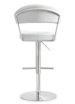 Cosmo White Vegan Leather/Metal Adjustable Bar Stool