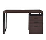 Coy Dark Oak Wood/Metal Writing Desk with 3 Drawers