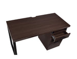 Coy Dark Oak Wood/Metal Writing Desk with 3 Drawers