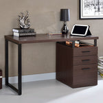 Coy Dark Oak Wood/Metal Writing Desk with 3 Drawers