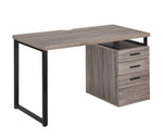 Coy Gray Oak Wood/Metal Writing Desk with 3 Drawers