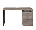 Coy Gray Oak Wood/Metal Writing Desk with 3 Drawers