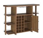 Cristian Modern Walnut Wood Bar Unit with Glass Top