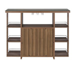 Cristian Modern Walnut Wood Bar Unit with Glass Top