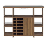 Cristian Modern Walnut Wood Bar Unit with Glass Top