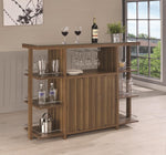 Cristian Modern Walnut Wood Bar Unit with Glass Top