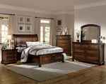 Cumberland Brown Wood Queen Bed w/ Footboard Storage