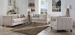 Cyndi Light Gray Fabric Button Tufted Loveseat