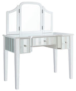 Cyndi White Wood Vanity with Mirror & Stool