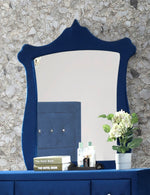 Dante Blue Velvet Padded Frame Dresser Mirror