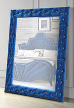 Dante Blue Velvet Upholstered Accent Floor Mirror