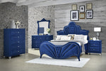 Dante Blue Velvet Upholstered 5-Drawer Chest