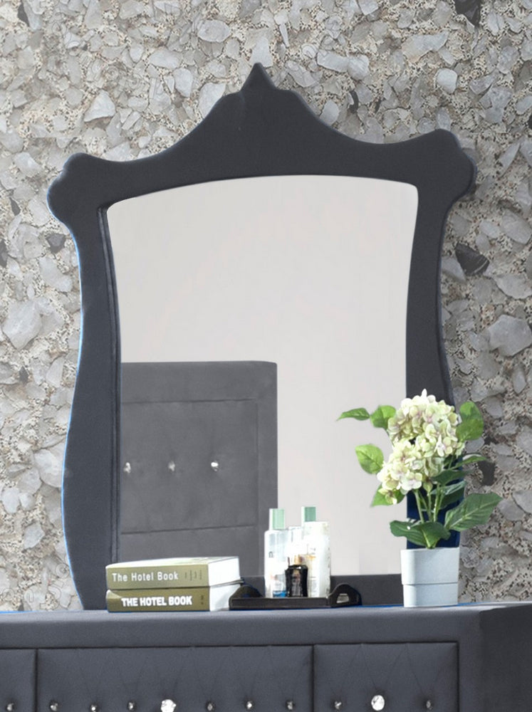 Dante Gray Velvet Padded Frame Dresser Mirror