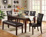 Decatur Brown Wood Dining Table with Marble Top