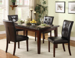 Decatur Brown Wood Dining Table with Marble Top