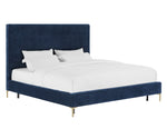 Delilah Navy Textured Velvet Queen Platform Bed