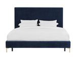 Delilah Navy Textured Velvet Queen Platform Bed