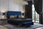 Delilah Navy Textured Velvet Queen Platform Bed