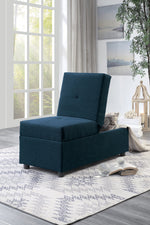 Denby Blue Fabric Ottoman/Chair with Storage