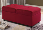 Denby Red Fabric Ottoman/Chair with Storage