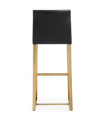 Denmark 2 Black Vegan Leather/Gold Steel Bar Stools