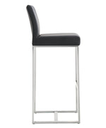 Denmark 2 Black Vegan Leather/Steel Bar Stools