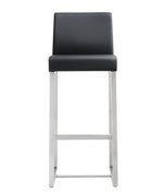 Denmark 2 Black Vegan Leather/Steel Bar Stools