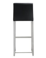 Denmark 2 Black Vegan Leather/Steel Bar Stools