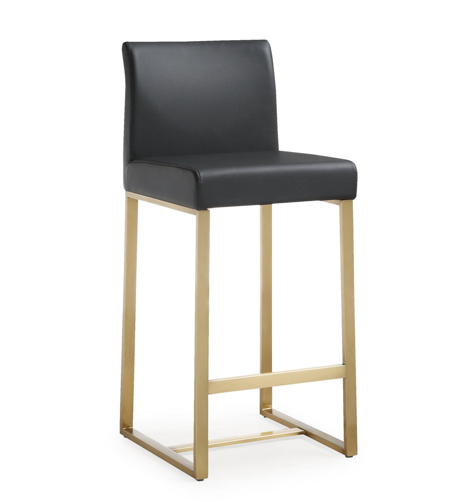 Denmark 2 Black/Gold Steel Counter Height Stools