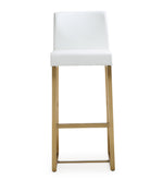 Denmark 2 White Vegan Leather/Gold Steel Bar Stools