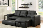 Denton Black Leatherette Sectional w/ Sleeper