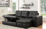 Denton Black Leatherette Sectional w/ Sleeper