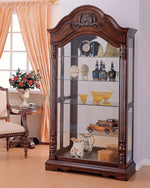 Denton Cherry Wood/Glass Curio Cabinet with Back Mirror