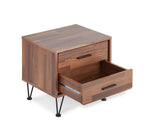 Deoss Walnut Wood Nightstand with 2 Drawers