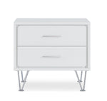 Deoss White Wood Nightstand with 2 Drawers