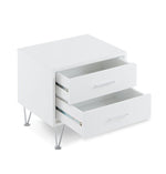 Deoss White Wood Nightstand with 2 Drawers