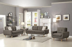 Deryn 3-Pc Gray Fabric Sofa Set with Curved Arms