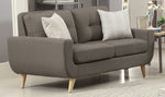 Deryn 3-Pc Gray Fabric Sofa Set with Curved Arms