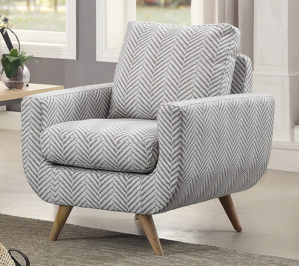 Deryn Gray Herringbone Fabric Accent Chair