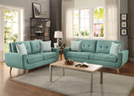 Deryn Teal Fabric 2-Seat Sofa with Curved Arms