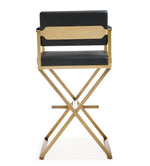 Director Black Vegan Leather/Gold Steel Bar Stool