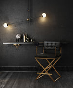 Director Black Vegan Leather/Gold Steel Bar Stool