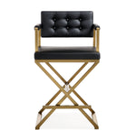 Director Black Vegan Leather/Gold Steel Counter Stool