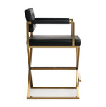 Director Black Vegan Leather/Gold Steel Counter Stool