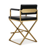 Director Black Vegan Leather/Gold Steel Counter Stool