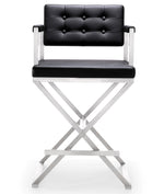 Director Black Vegan Leather/Steel Counter Stool