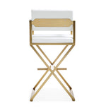 Director White Vegan Leather/Gold Steel Bar Stool