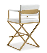 Director White Vegan Leather/Gold Steel Counter Stool