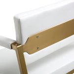 Director White Vegan Leather/Gold Steel Counter Stool